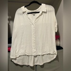 White half button top